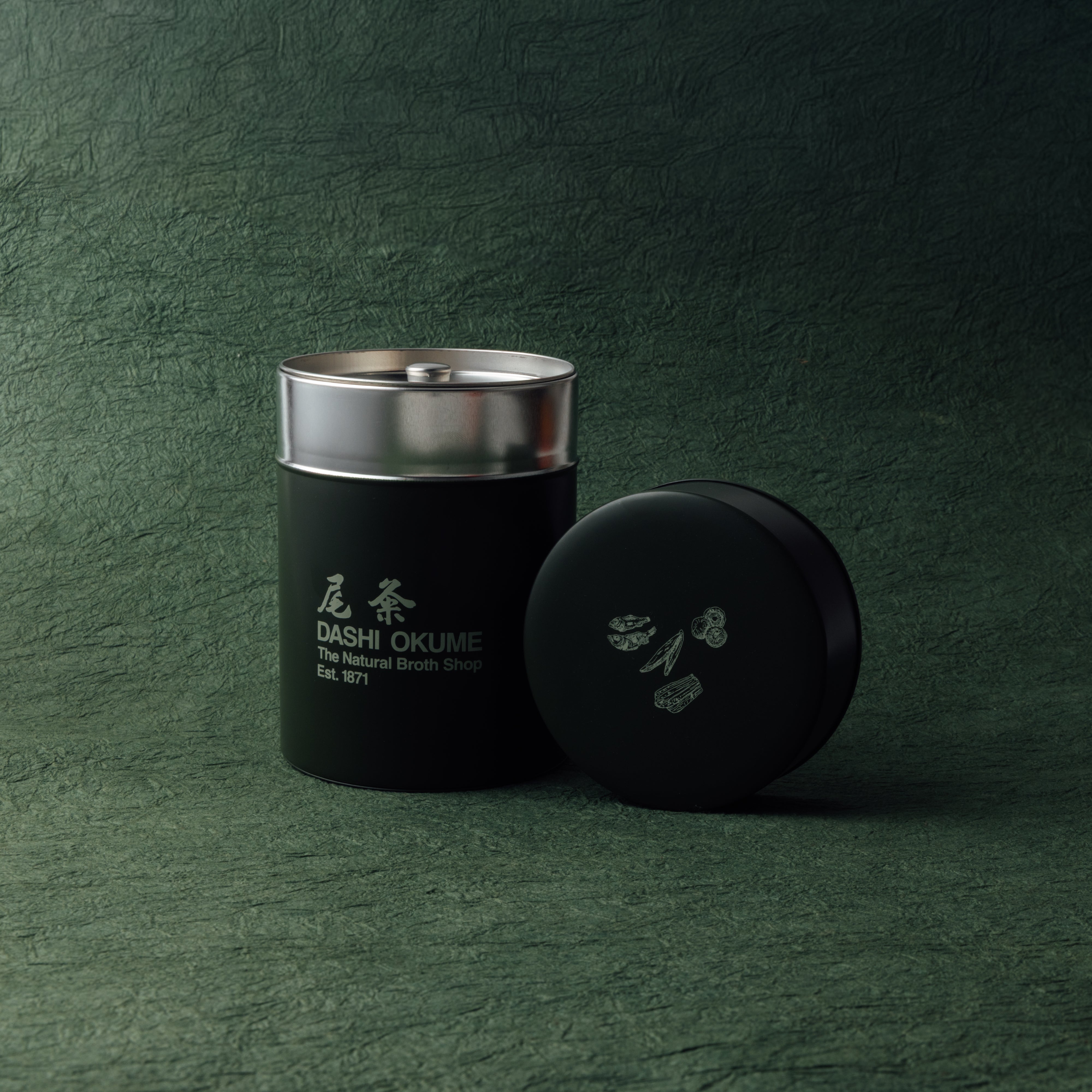 Okume Dashi Canister with Assorted Dashi Packs